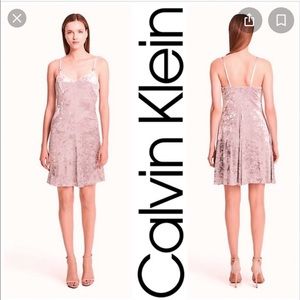 CALVIN KLEIN VELVET SLIP DRESS IN PINK SIZE 6